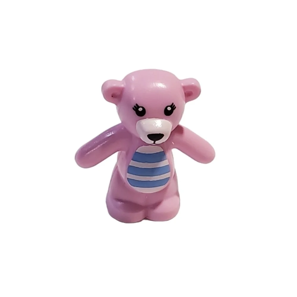 Lego Pink Teddy Bear mini figure blue white striped belly - Picture 6 of 6